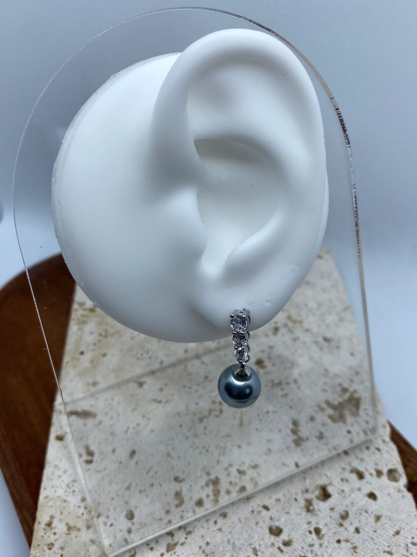 Tessa Small Grey Pearl Earrings