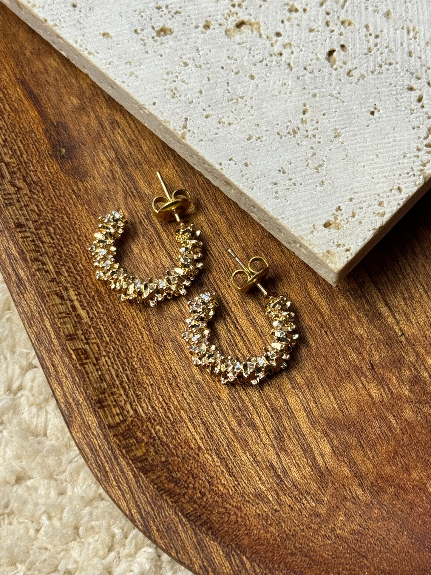 Gold Abstract Half Hoop Earrings