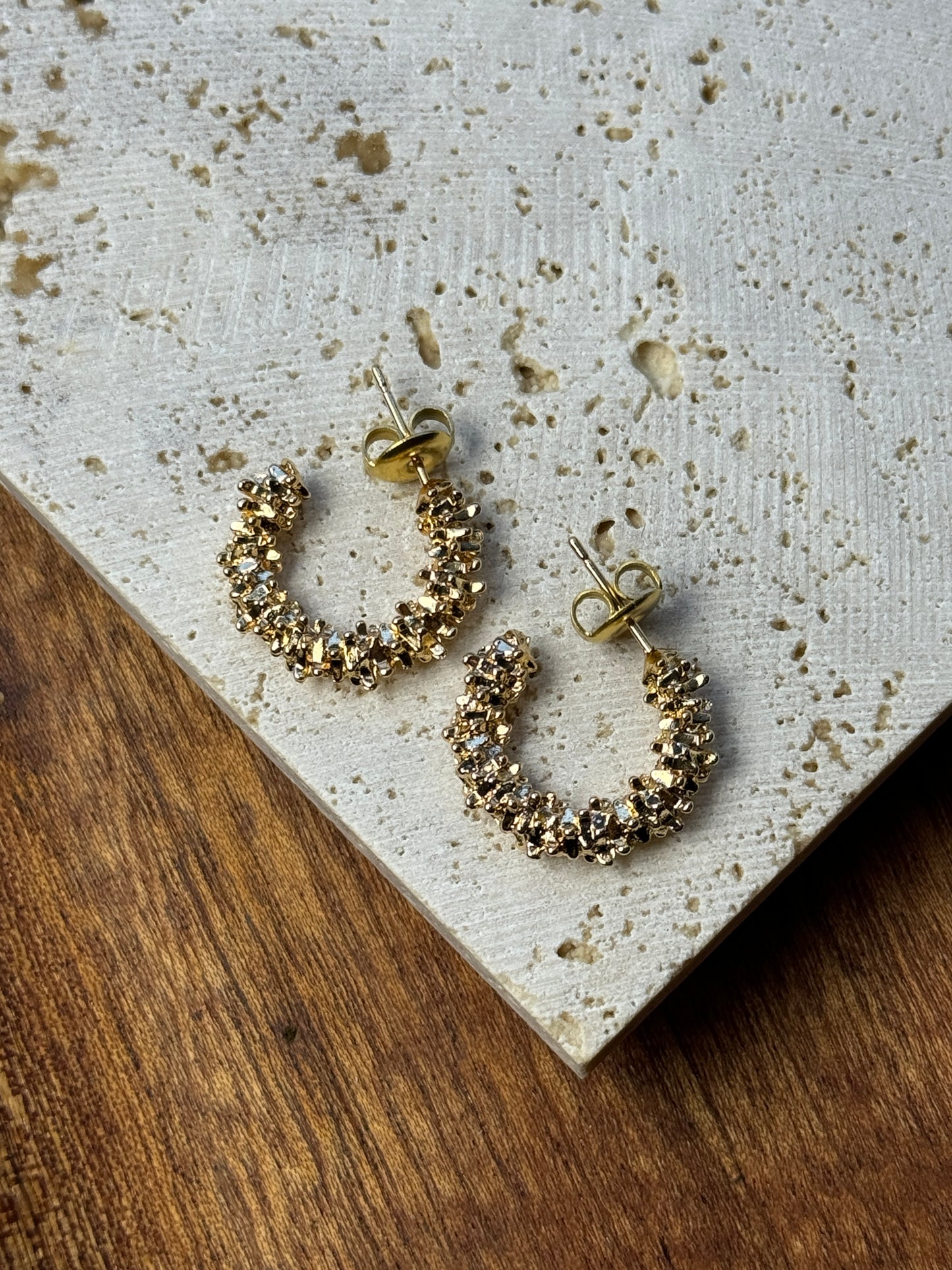 Gold Abstract Half Hoop Earrings