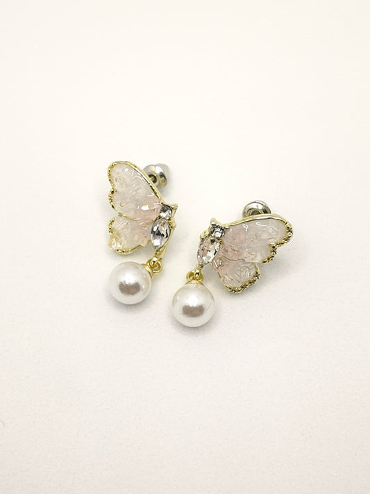 Gold Butterfly Crystal Earrings