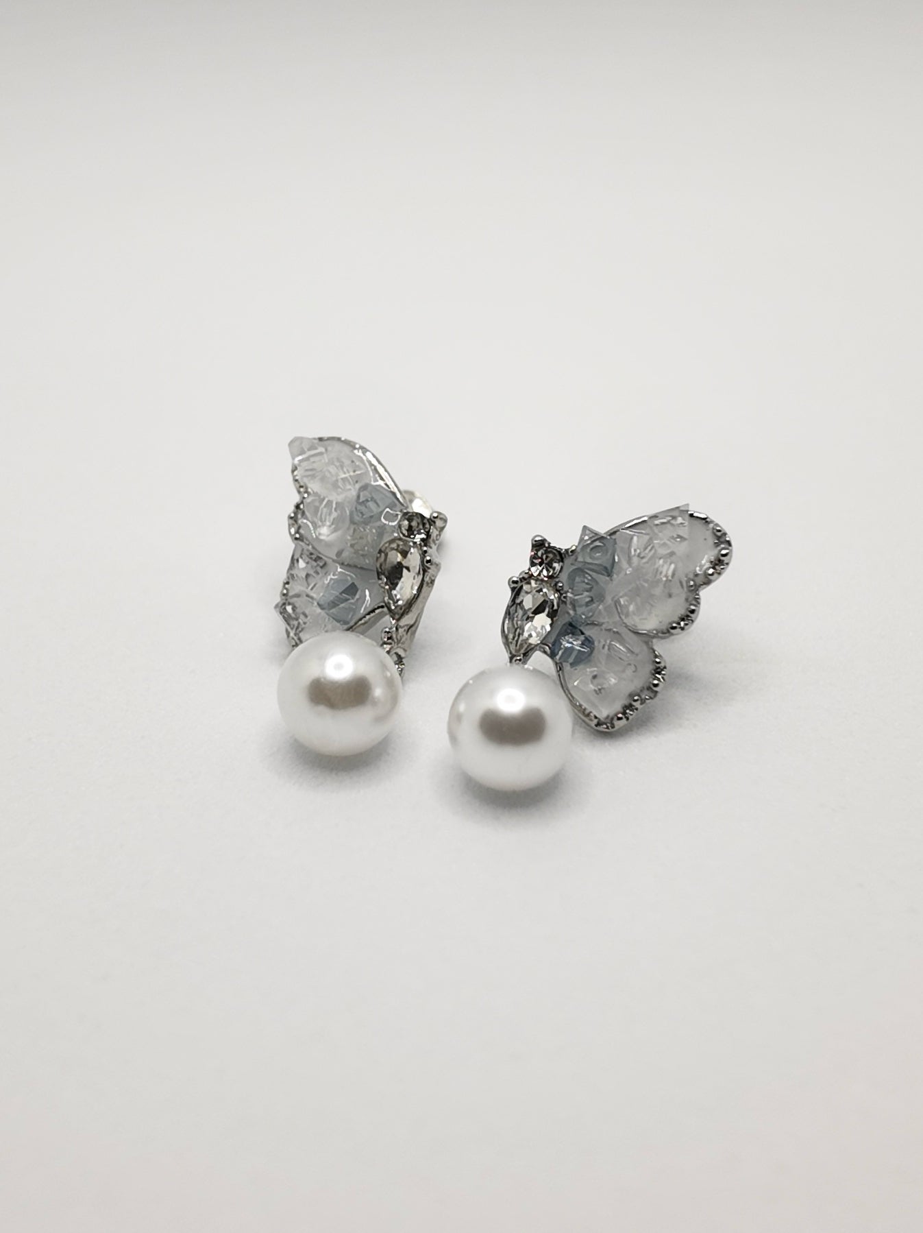 Silver Crystal Butterfly Earrings